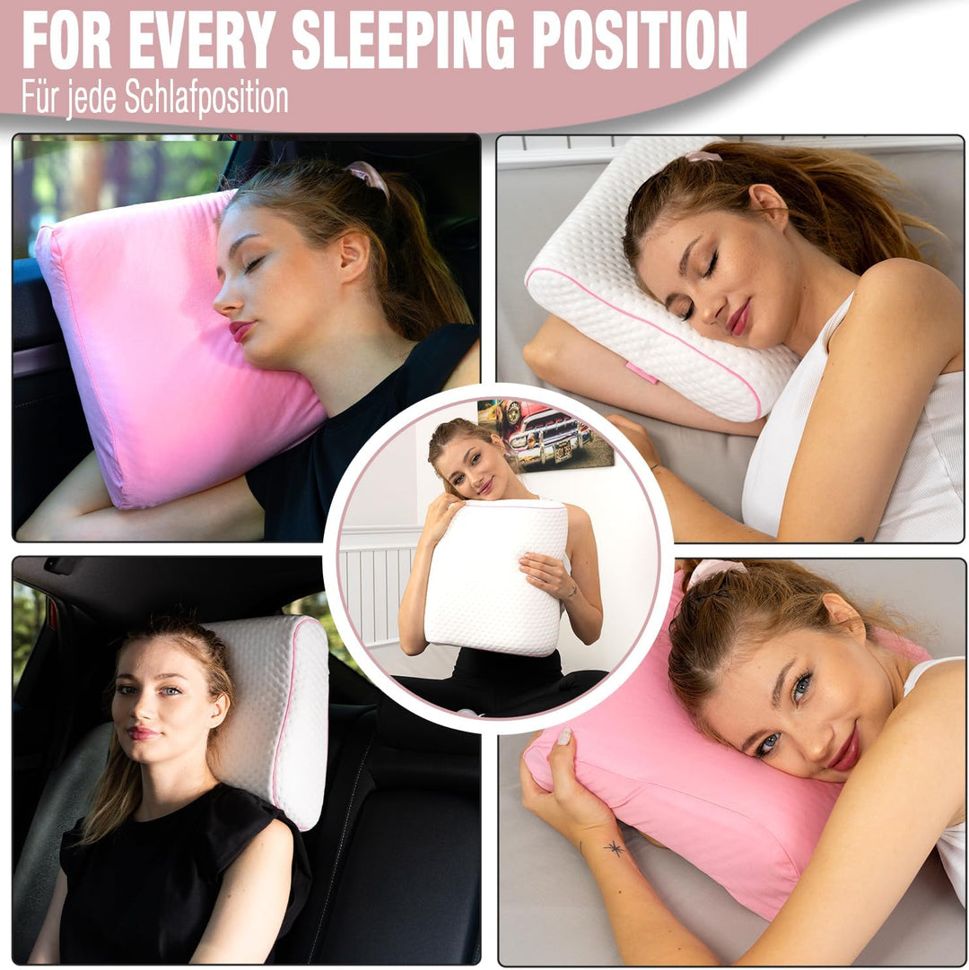 alkamto Reisekissen – Campingkissen – Ergonomisches Memory-Schaum-Kissen mit Temperaturregulierendem