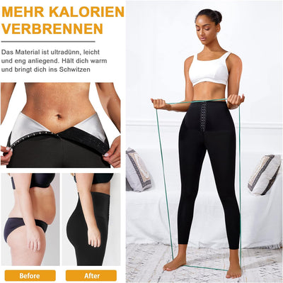 CHUMIAN Damen Sauna Jogginghose Sporthose Hohe Taille mit Bauch Weg Gewichtsverlust Hosen Schwitzhos