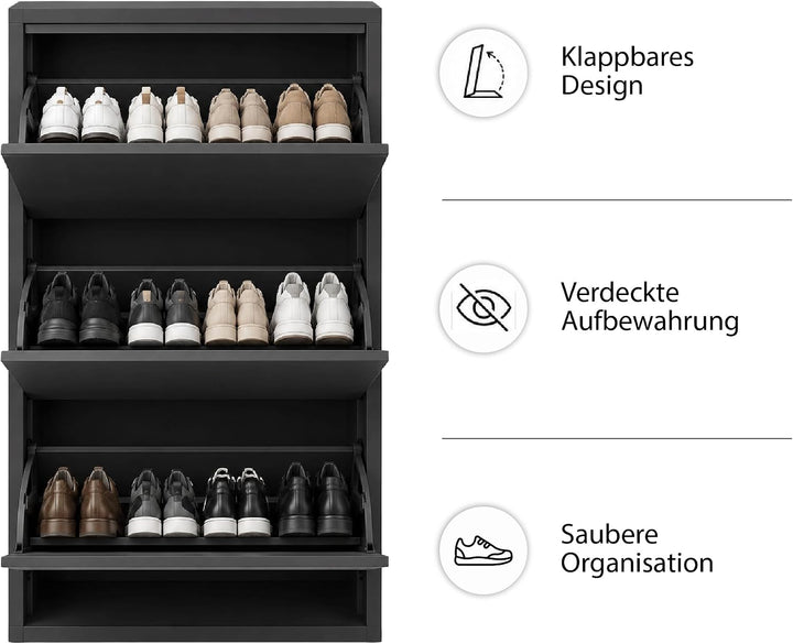 Klapp-Schubladen-Schuhschrank, Aufbewahrungs-Organizer, freistehendes Schuhregal, Wandmontage, Keine