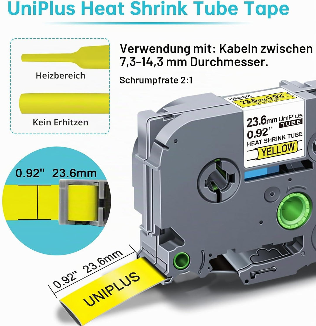 UniPlus 3x Schrumpfetikett Kompatibel mit Brother P-Touch Schrumpfschlauch 23,6mm HSc-651 Hse-651 Hs