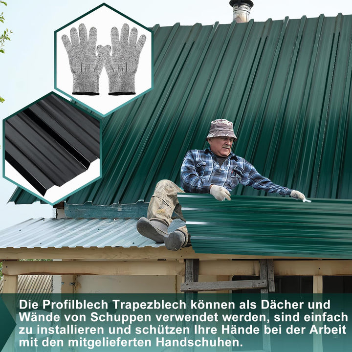129cm x 46cm Trapezblech 24 Stück, Verzinkte Stahldachplatten 0,25 mm Stärke Wellblechplatten für Da