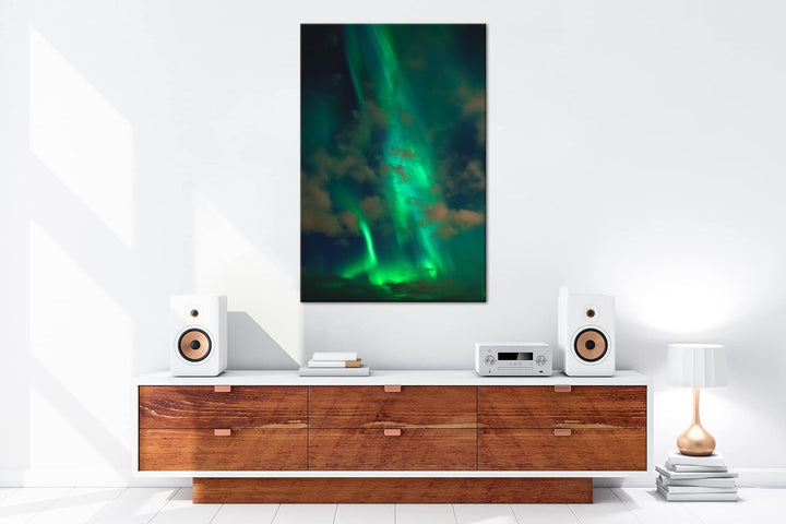deyoli Aurora Borealis am Himmel Format:90x60 cm als Leinwandbild, Motiv fertig gerahmt auf Echtholz