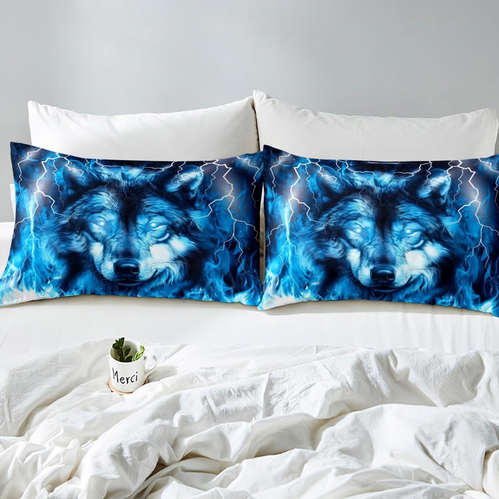 Loussiesd Wolf Bettw?sche 135x200cm Kinder Jugendliche Safari Tiermuster Bettbezug Set Cool Tierwelt