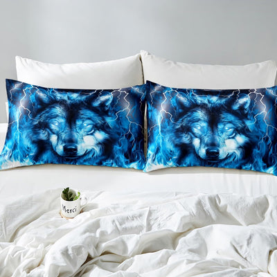Loussiesd Wolf Bettw?sche 135x200cm Kinder Jugendliche Safari Tiermuster Bettbezug Set Cool Tierwelt