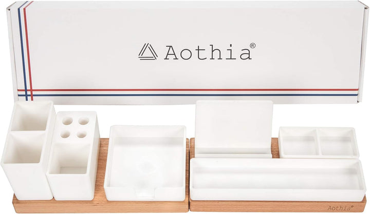 Aothia Verstellbarer Schreibtisch-Organizer, Telefonhalter, Klebezettelablage für Zuhause/Büro (weis