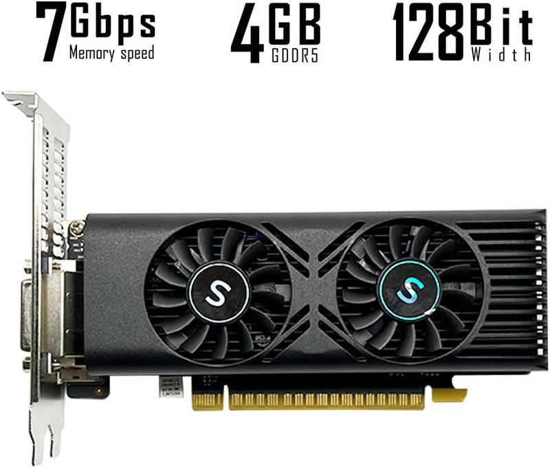 SAPLOS GTX 1050 Grafikkarte für PC, 4GB GDDR5 128-Bit, HDMI DisplayPort DVI-D, Computer-GPU, Gaming