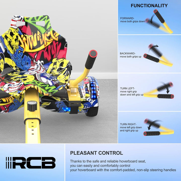 RCB Hoverboard Sitz,Go-Kart Zubehör für Hoverboards,Hoverboard mit Sitz passend für Aller 6.5"-10" Z
