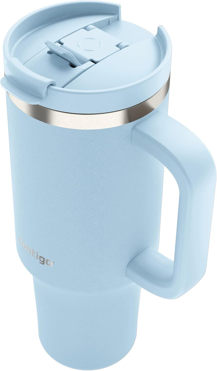 Contigo Thermosflasche 1200 ml mit Henkel und Strohhalm | Isolierte Thermo-Trinkflasche aus Edelstah