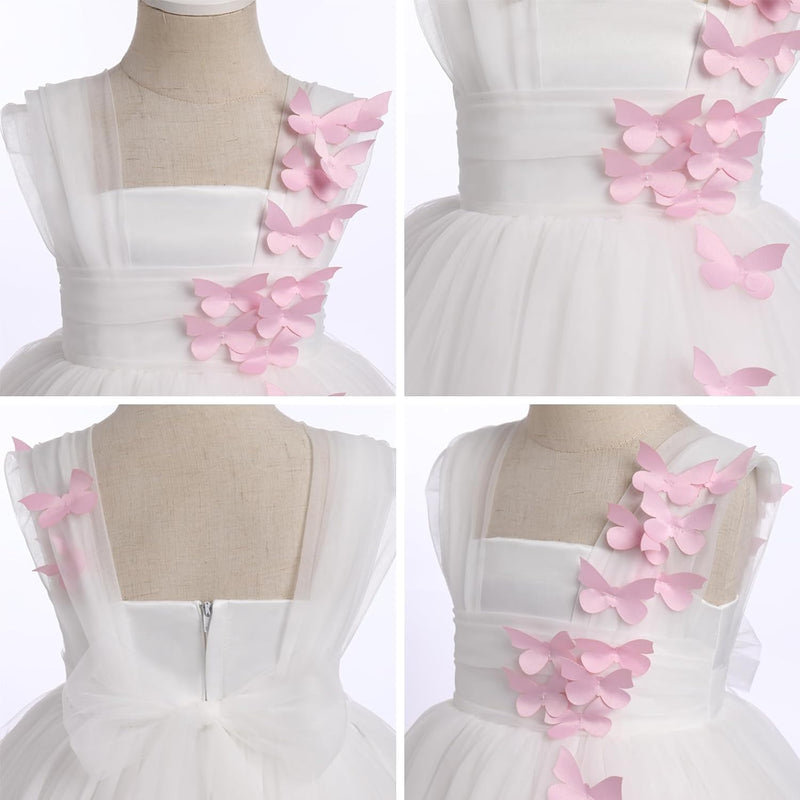 FYMNSI Baby Mädchen Prinzessin Kleid Blumenmädchenkleid Taufkleid Kleinkinder Schmetterling Festlich