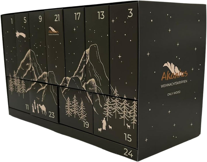 Weihnachtskrippen Adventskalender 2025 (Holz natur), Holz natur