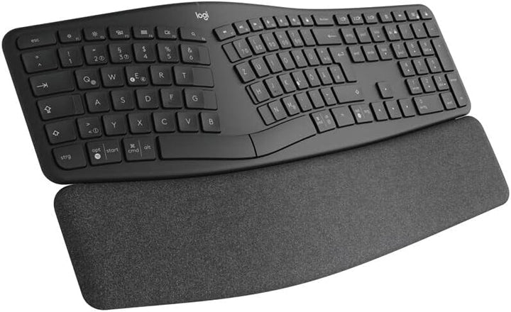 Logitech ERGO K860 kabellose ergonomische Tastatur – geteilte Tastatur, Handballenauflage, natürlich