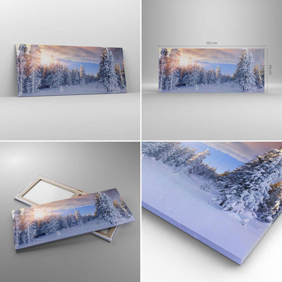 Wandbilder Dekoration Wohnzimmer Abenteuer alpen winter schnee Panorama Bilder auf Leinwand 120x50cm