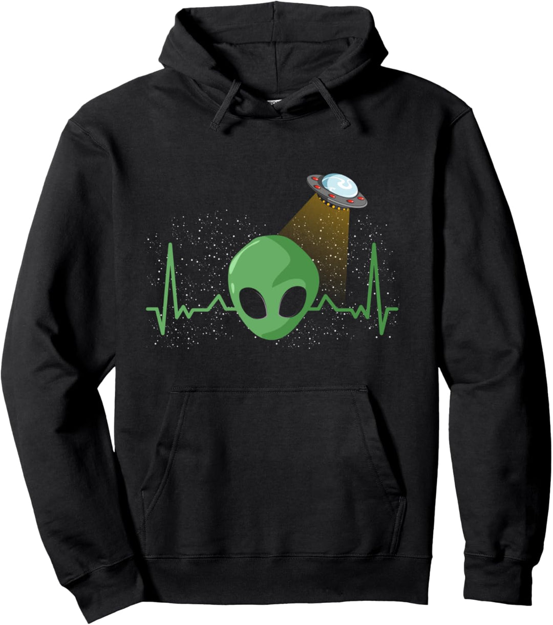 Weltraum Raumschiff Space UFO Alien Kopf Herzschlag Alien Pullover Hoodie