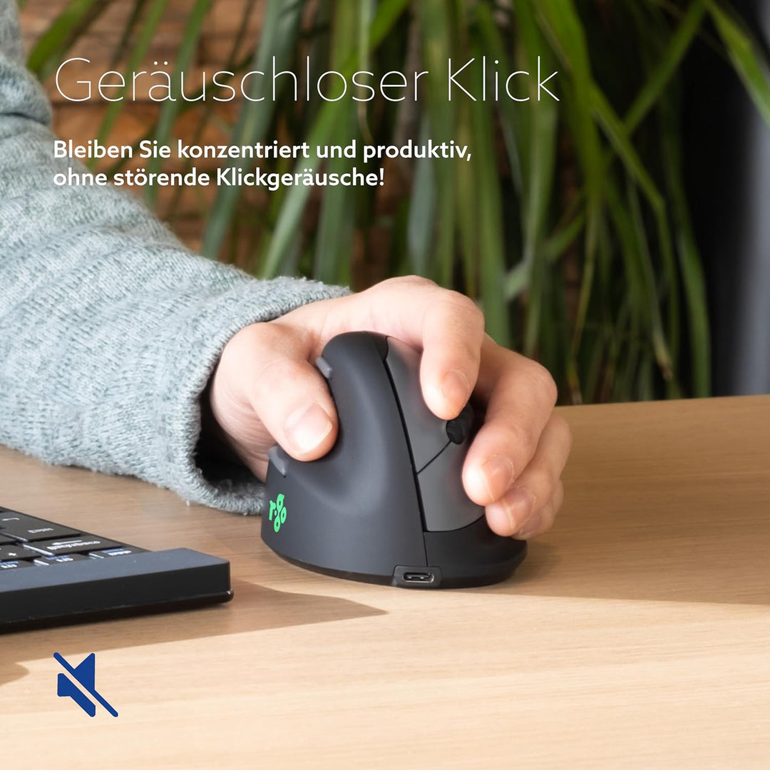 R-Go HE Ergonomische Maus, Für linkshänder, 2.4G Kabellos, 500/1000/1750 DPI, 5 Tasten, Vertikale er