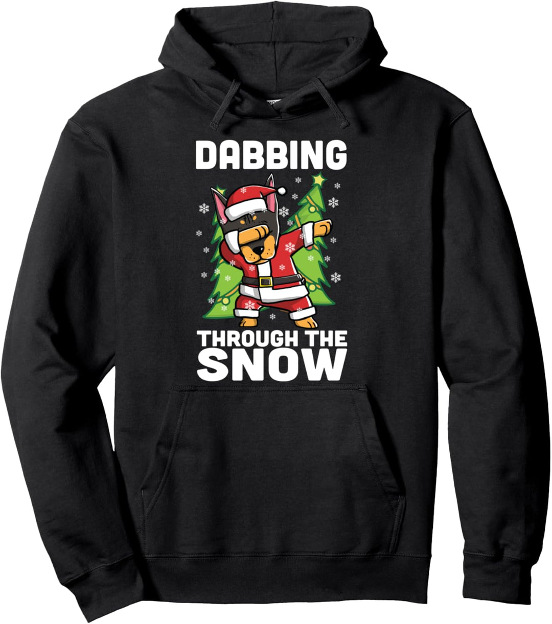 Dabbing Through The Snow Dobermann Weihnachten Hund Pullover Hoodie