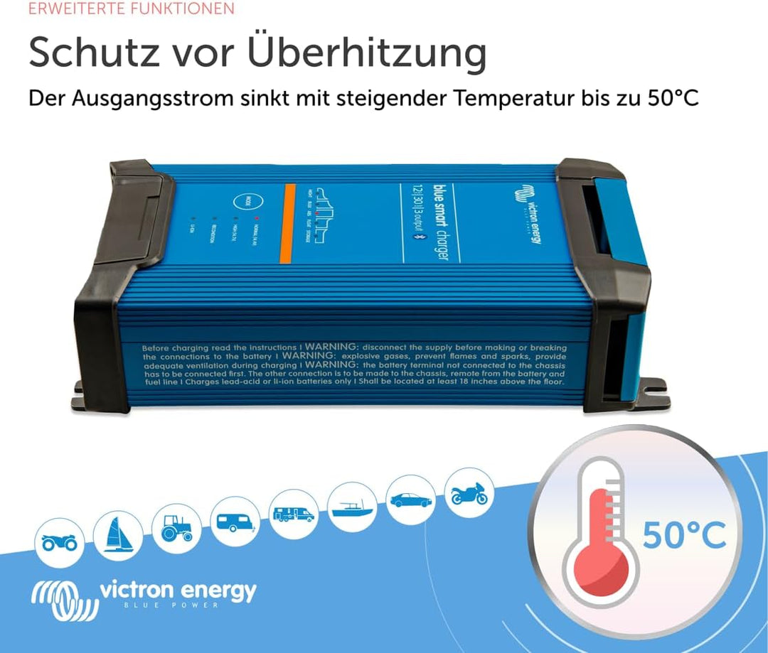 Victron Energy Blue Smart IP22 12-Volt 30 Ampere 230V, 3 Ausgang Ladegerät CEE 7/7, Bluetooth