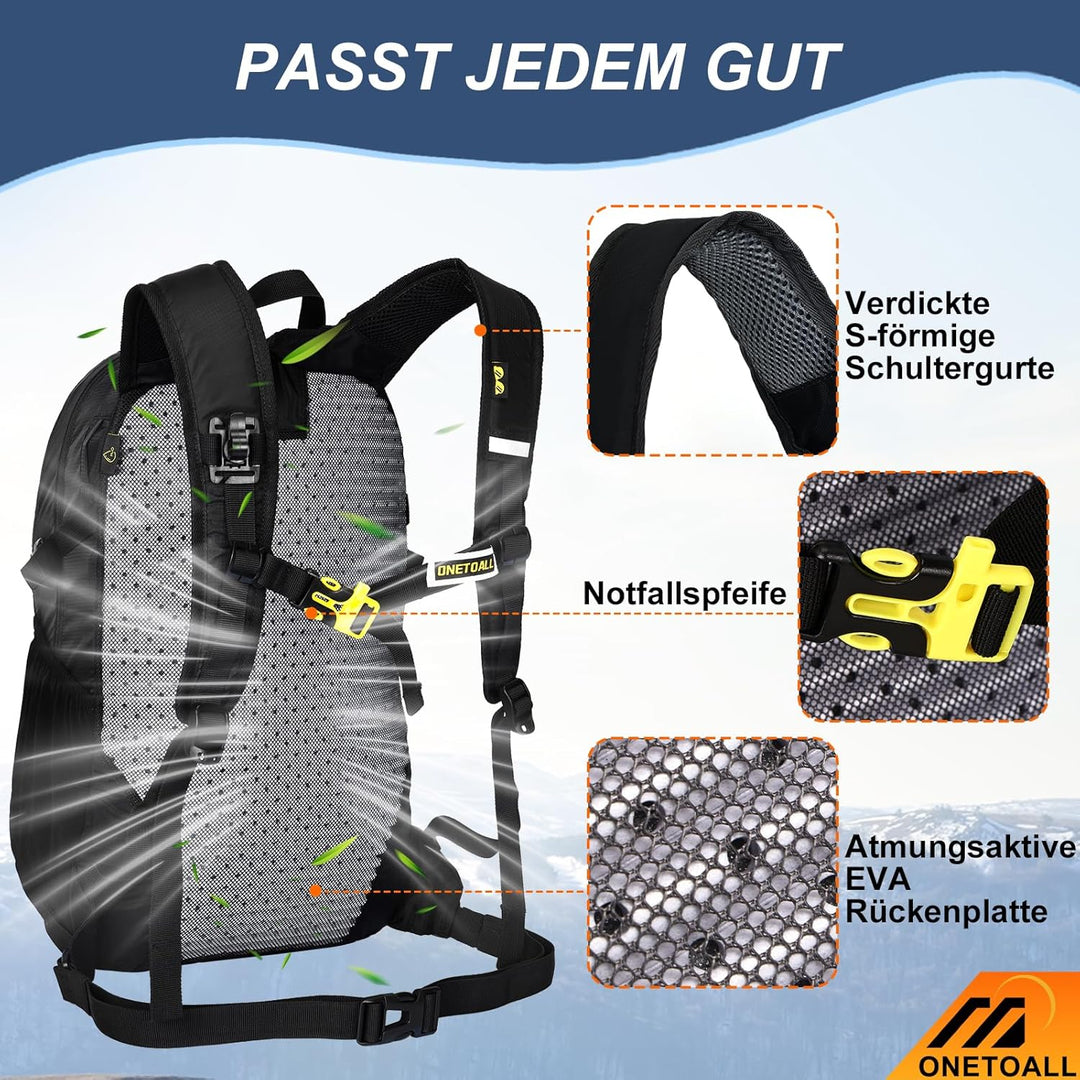 Diebstahlsicherer Wanderrucksack Damen 20L, Leichter Tagesrucksack Herren Klein, Wasserdichter Fahrr