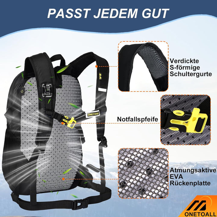 Diebstahlsicherer Wanderrucksack Damen 20L, Leichter Tagesrucksack Herren Klein, Wasserdichter Fahrr
