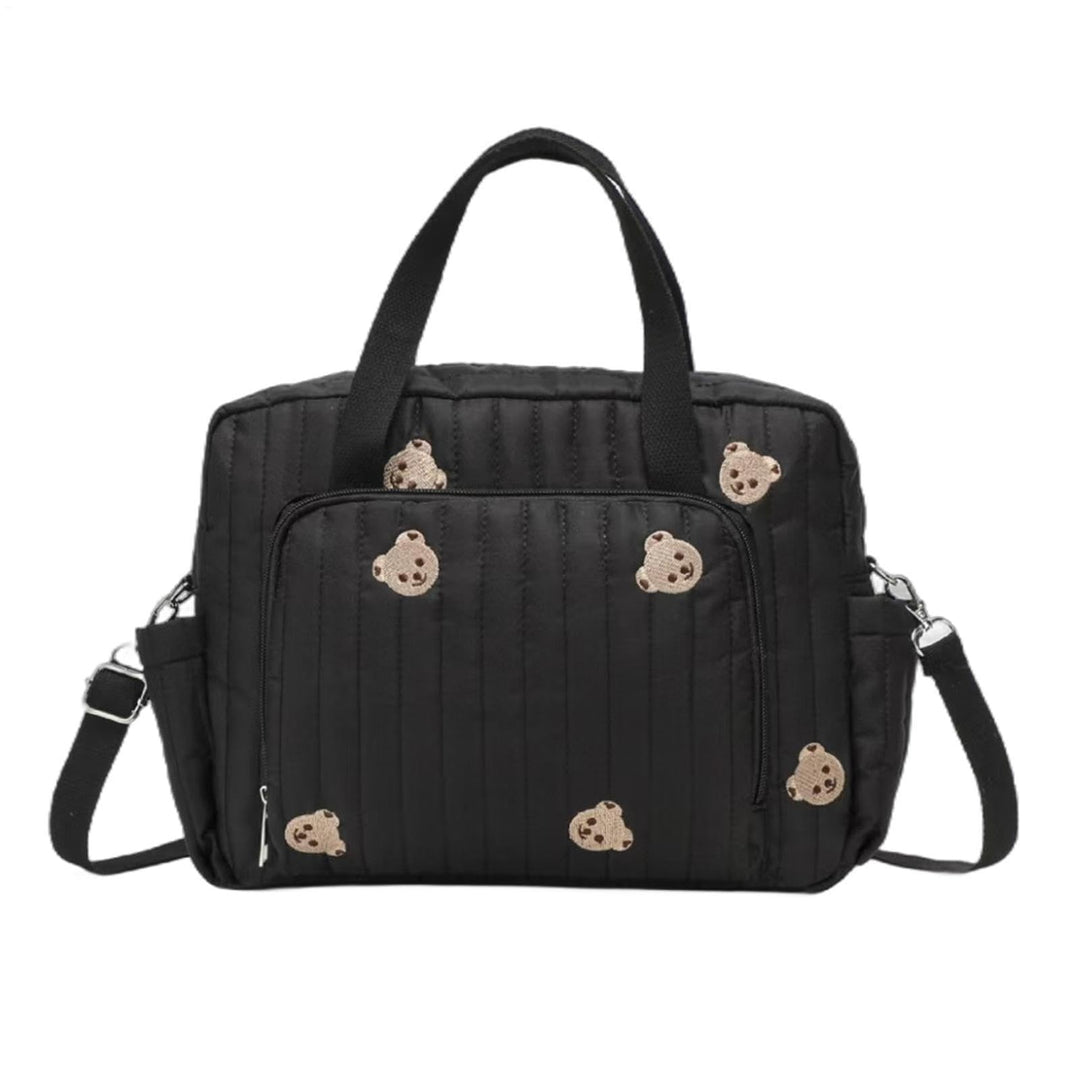 Generisch Wickeltasche für Kita Niedlicher Bärenstickerei-Windelbeutel Mit Schwarz, Schwarz
