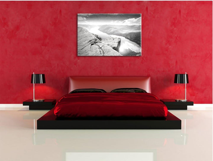 Pixxprint Küste in Norwegen als Leinwandbild/Grösse: 100x70 / Wandbild/Kunstdruck/fertig bespannt, 1