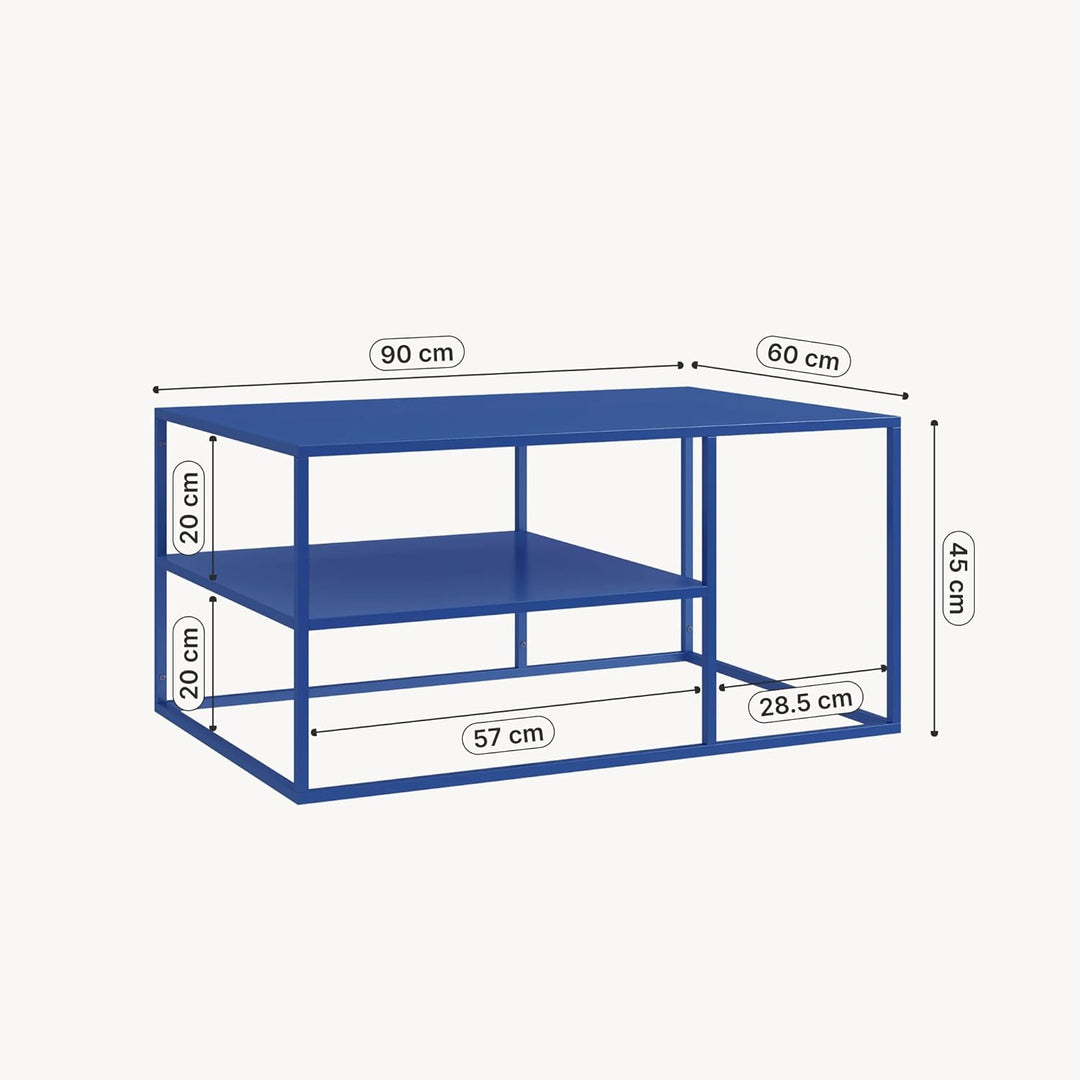 [en.casa] Couchtisch Solund Beistelltisch Metall Wohnzimmertisch mit Stauraum Sofatisch rechteckig K