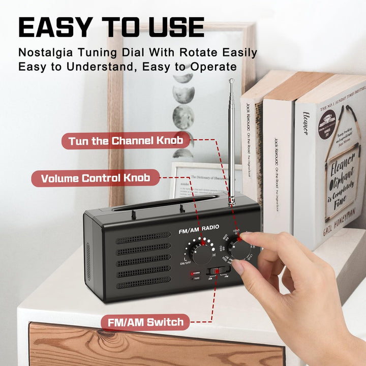 Tendak Tragbares Radio Batteriebetrieben FM/AM/UKW, Transistorradio unterstützt USB-Stromversorgung/