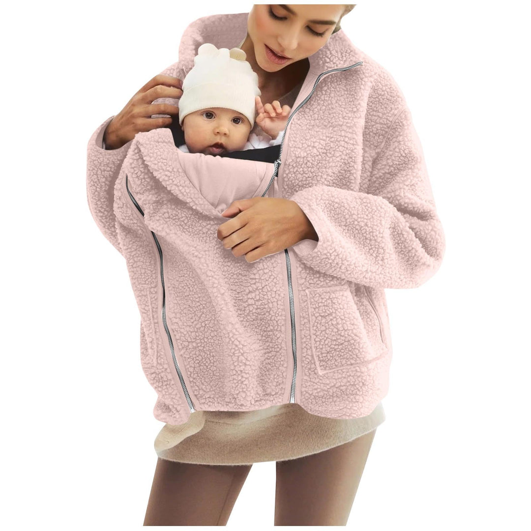 Umstandsjacke mit Babyeinsatz Warm Teddy Fleecejacke Umstands Baumwolljacke Winter Umstandsmode 2 in