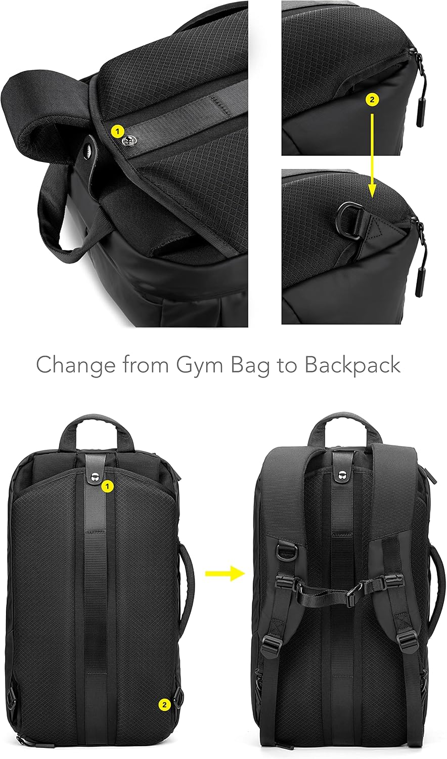 Fitgriff® Sporttasche mit Rucksackfunktion - Rucksack mit Schuhfach &amp; Laptopfach - für Herren und Da