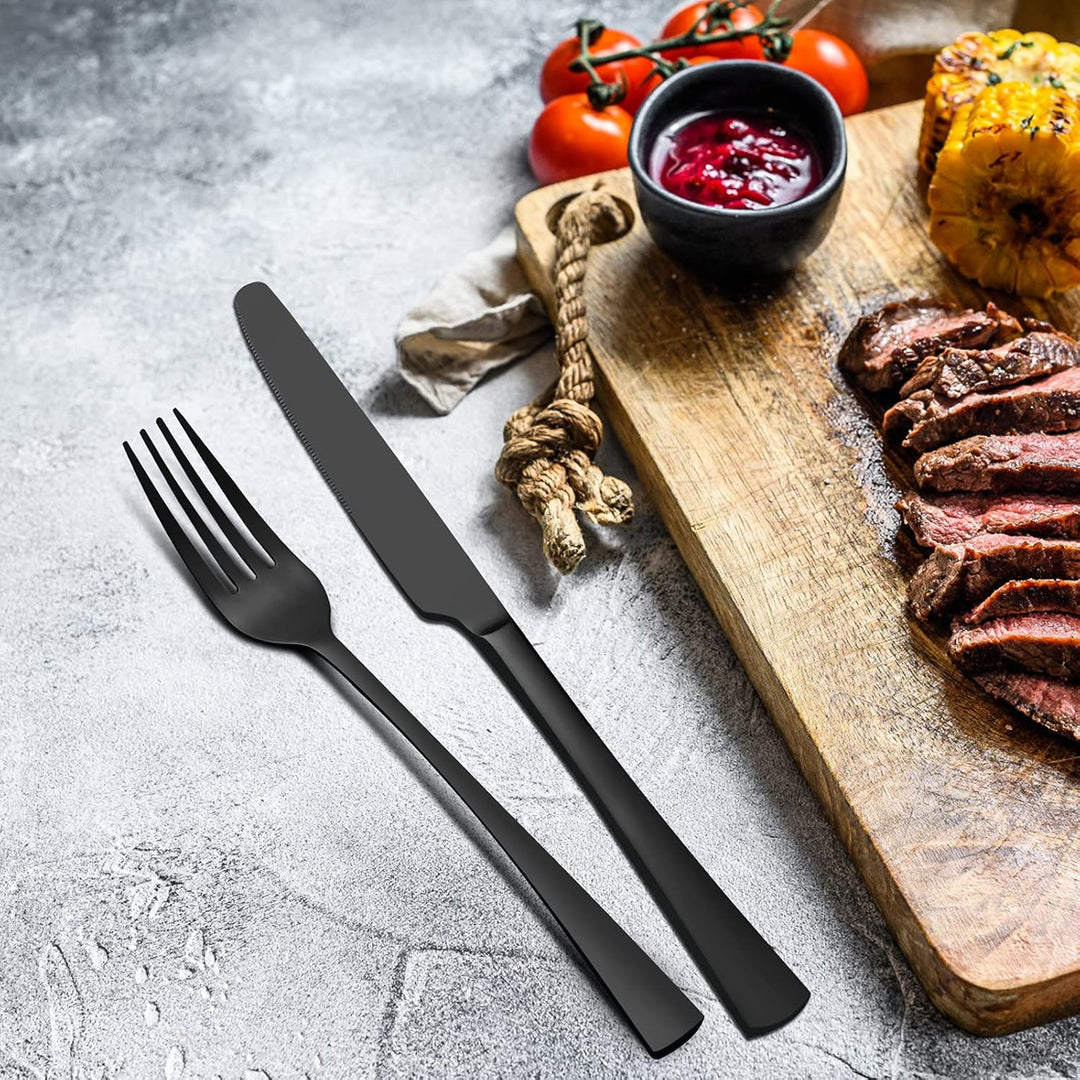 Bestdin Besteck Set 6 Personen, 24 teilig Edelstahl Besteckset Schwarz Matt, Essbesteck Set mit Mess