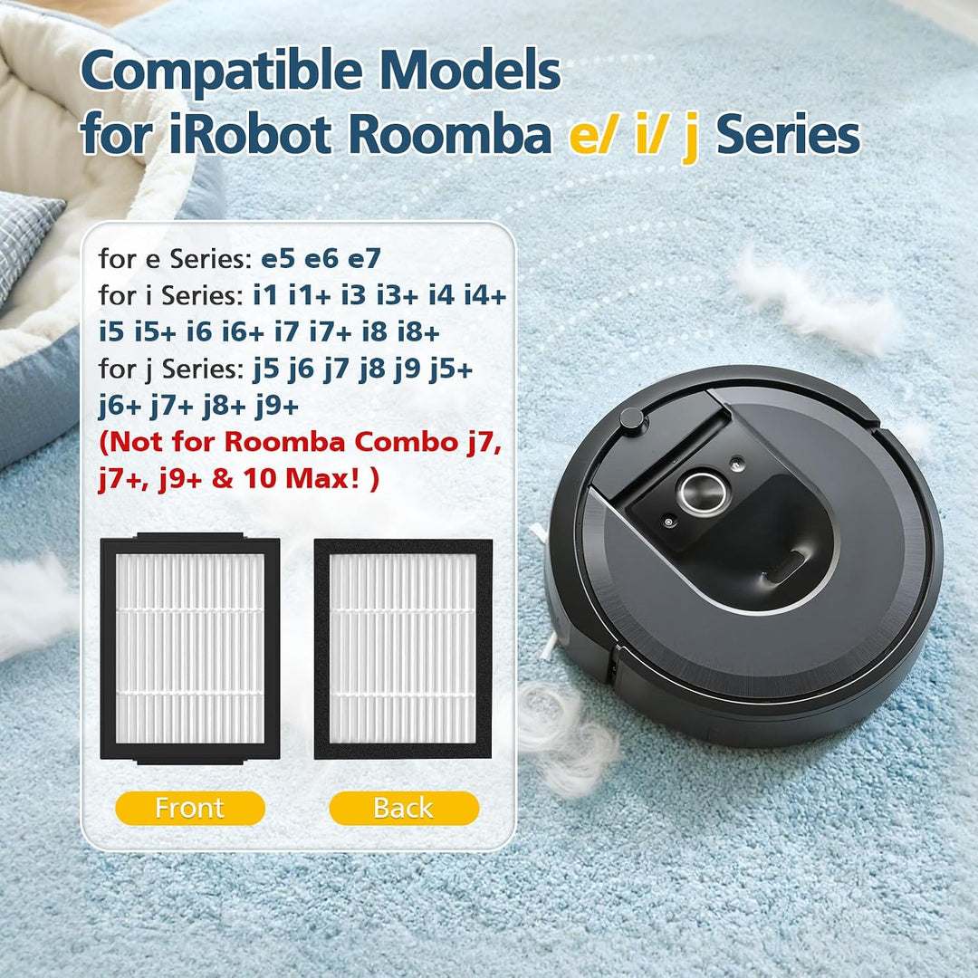 12pcs Ersatzfilter für iRobot Roomba e, i und j Serie i7 i7+ j7 j7+/Plus i3 i3+ i4 i4+ i6 i6+ i8 i8+