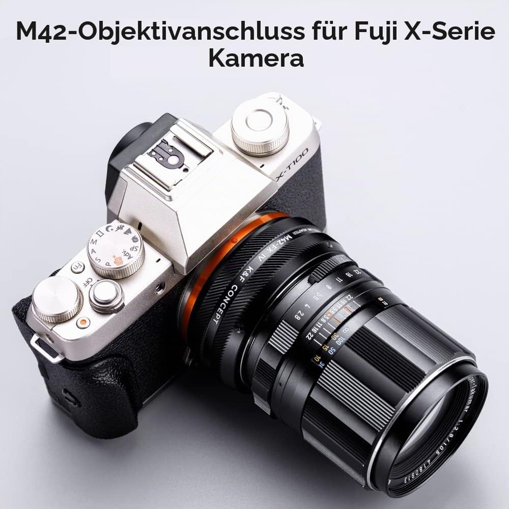 K&amp;F Concept Lens Mount Adapter M42-FX IV Manueller Fokus Kompatibel mit M42 Objektiv und Fujifilm X