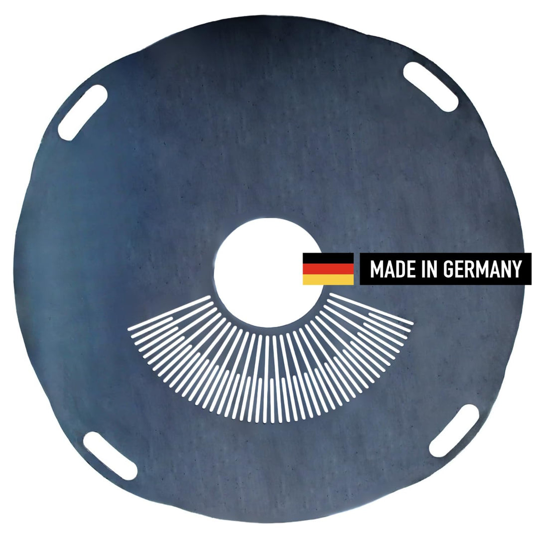 Dynamic-Wave Premium Feuerplatte 80 cm - 5mm dick - Grillring & BBQ-Platte (mit Feinem Grillrost) &
