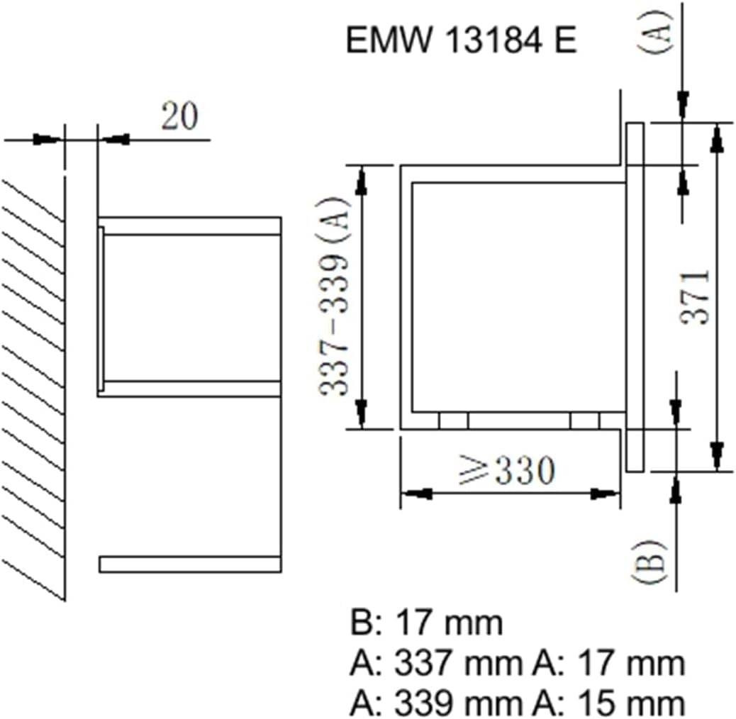Amica EMW 13184 E Eingebaut Grill-Mikrowelle 20l 800W Edelstahl - Mikrowellen (Eingebaut, Grill-Mikr