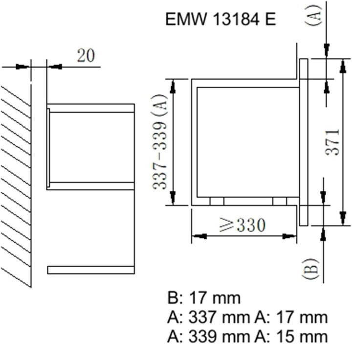 Amica EMW 13184 E Eingebaut Grill-Mikrowelle 20l 800W Edelstahl - Mikrowellen (Eingebaut, Grill-Mikr