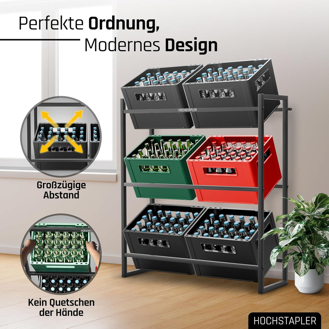 HOCHSTAPLER Getränkekistenregal 6 Kisten in anthrazit - Massives Getränkeregal - Regal Getränkekiste
