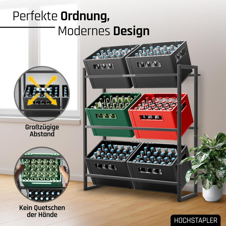 HOCHSTAPLER Getränkekistenregal 6 Kisten in anthrazit - Massives Getränkeregal - Regal Getränkekiste