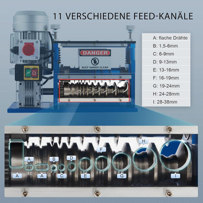 CREWORKS Elektrische Kabelabisoliermaschine 370W Kabelschälmaschine Abisoliermaschine Kabel Abisolie