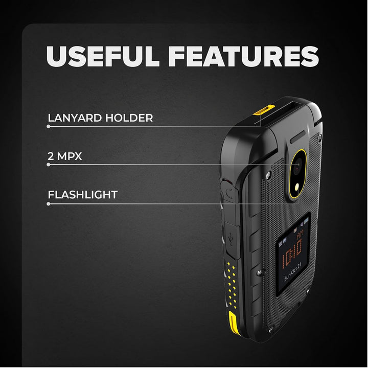 Flip-Telefon Klapphandy Hammer DIG LTE 4G Robustes, 2 Bildschirme, simlock-Free, Dual-SIM, kein Vert