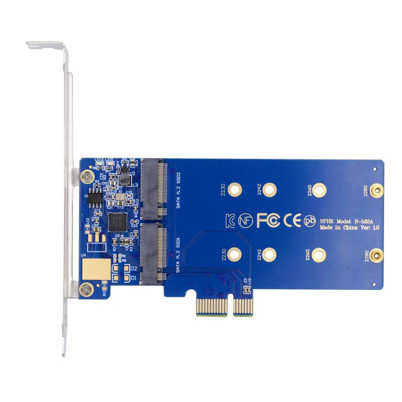 chenyang SATA SSD auf PCI-E x1 Adapter,Dual SATA NGFF Key B+M SSD auf PCI-E x1 Motherboard Adapter J