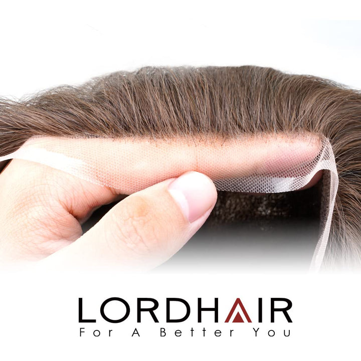 Lordhair Toupet Human Hair Herrenperücke, Französische Spitze Webart, 20 x 25 cm, Leichtes Haarersat