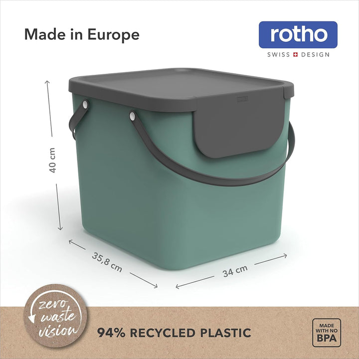 Rotho Albula Mülltrennungssystem 40l für die Küche, Kunststoff (PP) BPA-frei, dunkelgrün/anthrazit,