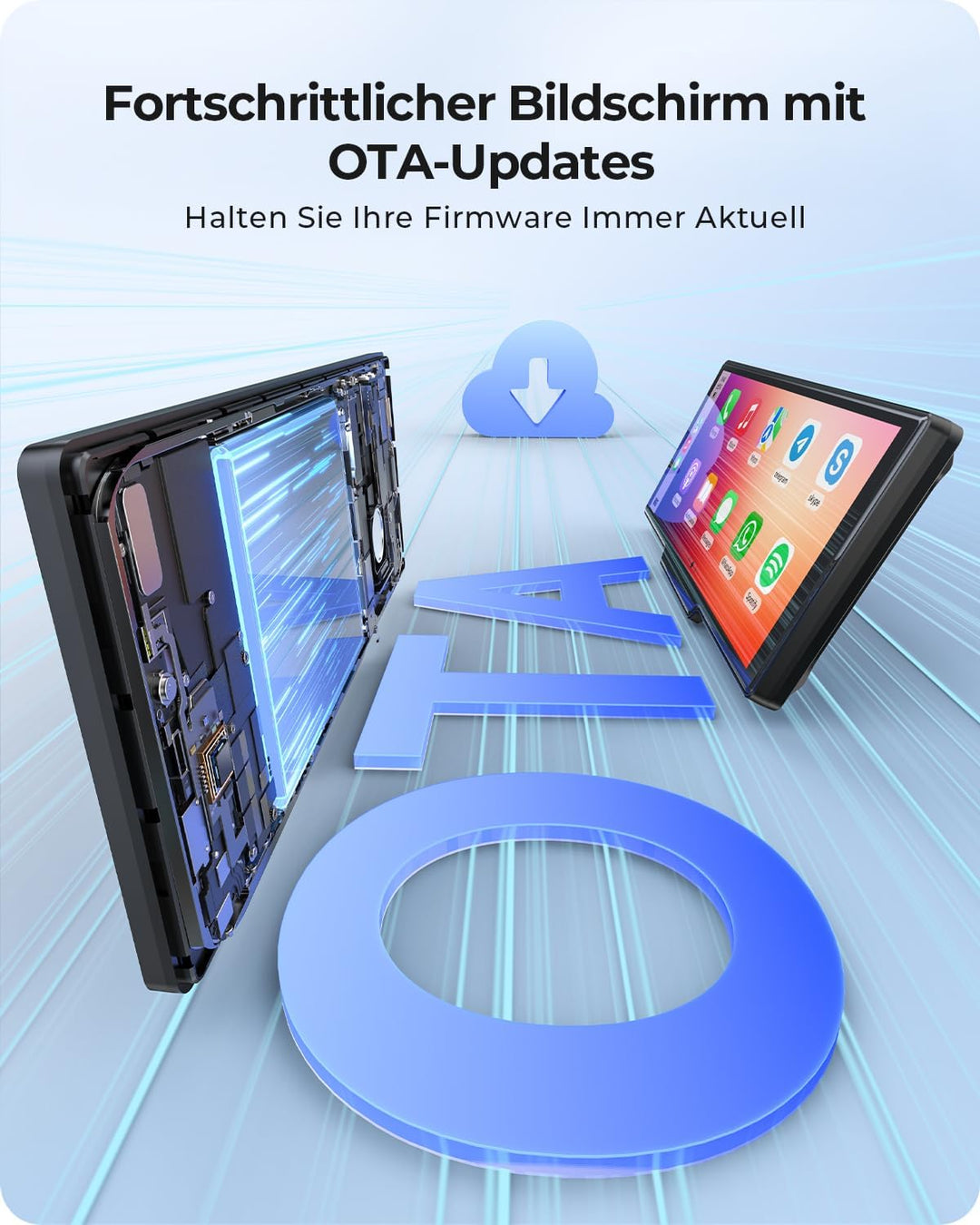 9,26" Drahtloses Tragbarer Car Play Display mit 4K-Front- &amp; HD-Rückfahr-Dual-Dashcam für Apple CarPl