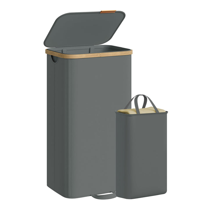 SONGMICS Wäschekorb mit Deckel, Wäschesammler, Wäschetruhe, Wäschetonne, Wäschesack herausnehmbar, B
