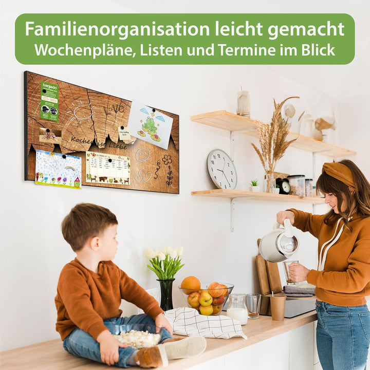 banjado Magnettafel schwarz 78 x 37cm / Magnetwand Metall/Magnetpinnwand als Memoboard/Pinnwand Magn