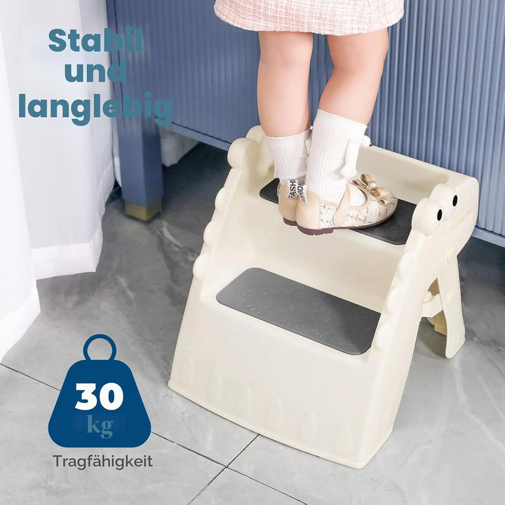 Onasti Klappbarer Tritthocker Kinder, 2-stufiger Rutschfester Hocker für Kinder, ideal für Töpfchen,