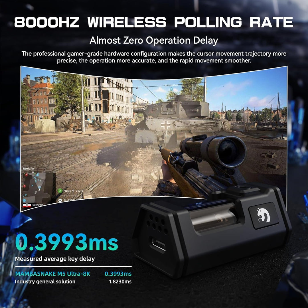 MAMBASNAKE M5 Ultra Carbon Fiber 8000Hz Kabellose Gaming-Maus mit Bis zu 42000 DPI, 39g Ultraleicht,