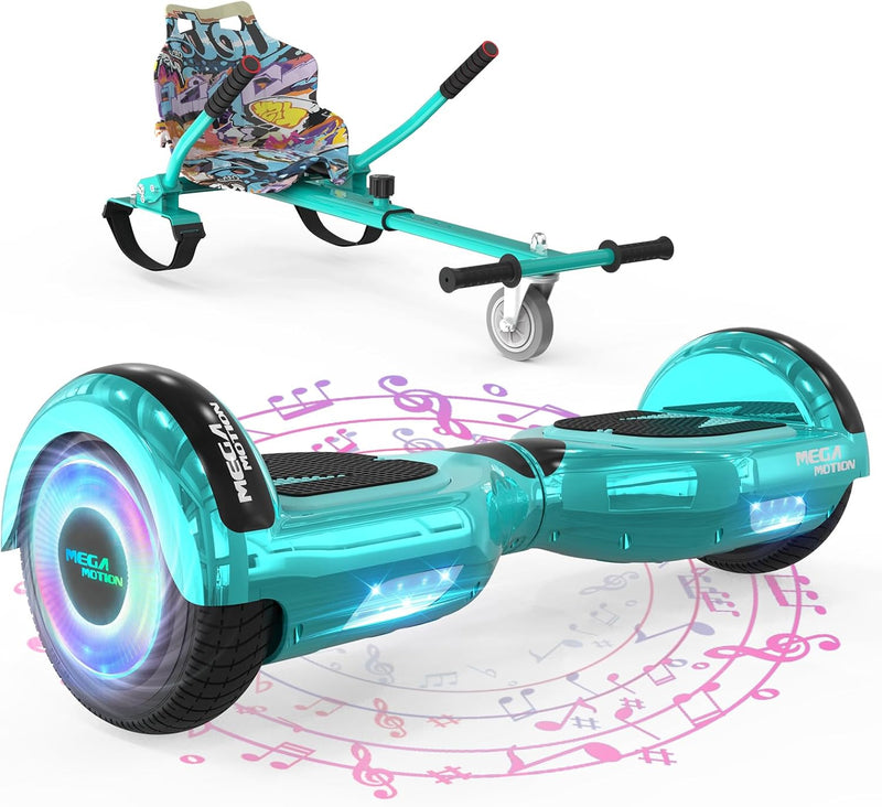 MEGA MOTION Hoverboards mit Hoverkart für Kinder, 6.5 Zoll Hoverboards mit Bluetooth Lautsprecher, m