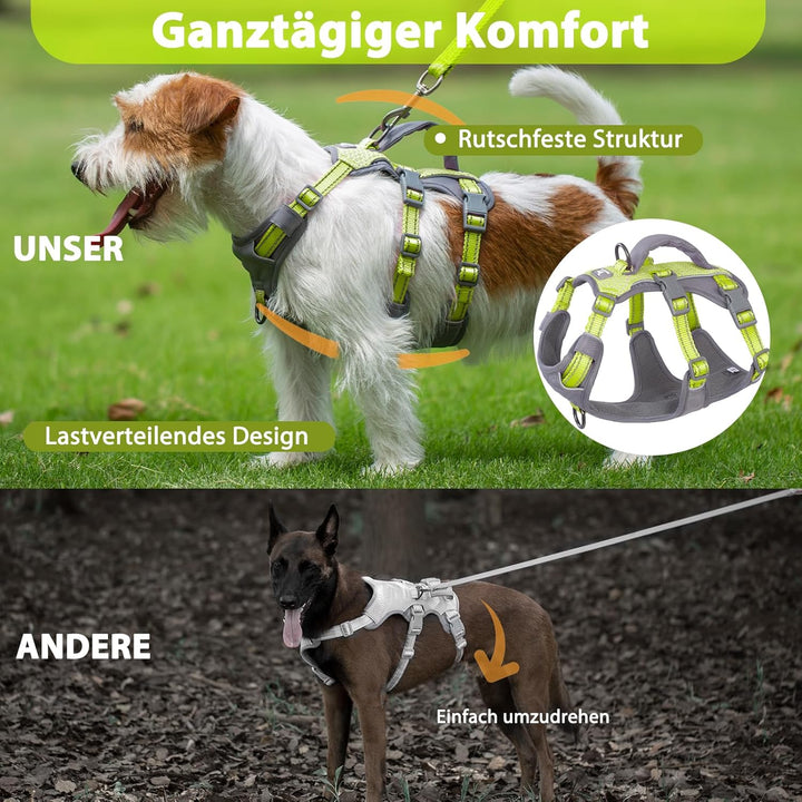 Huntboo Sicherheitsgeschirr Hund Ausbruchsicher, Panikgeschirr für Hunde, Reflektierendes Geschirr H