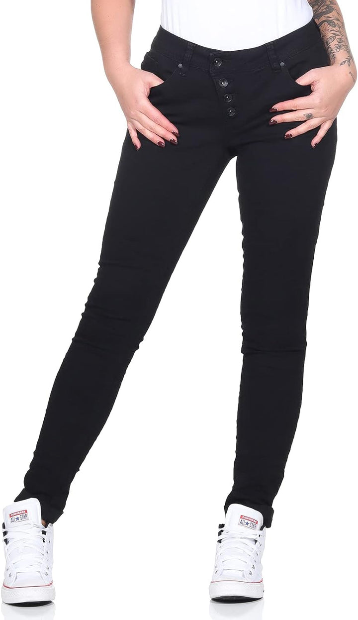 BUENA VISTA Jeans Hosen Damen - Malibu - Stretch Twill - Black - schwarz - Gr. S