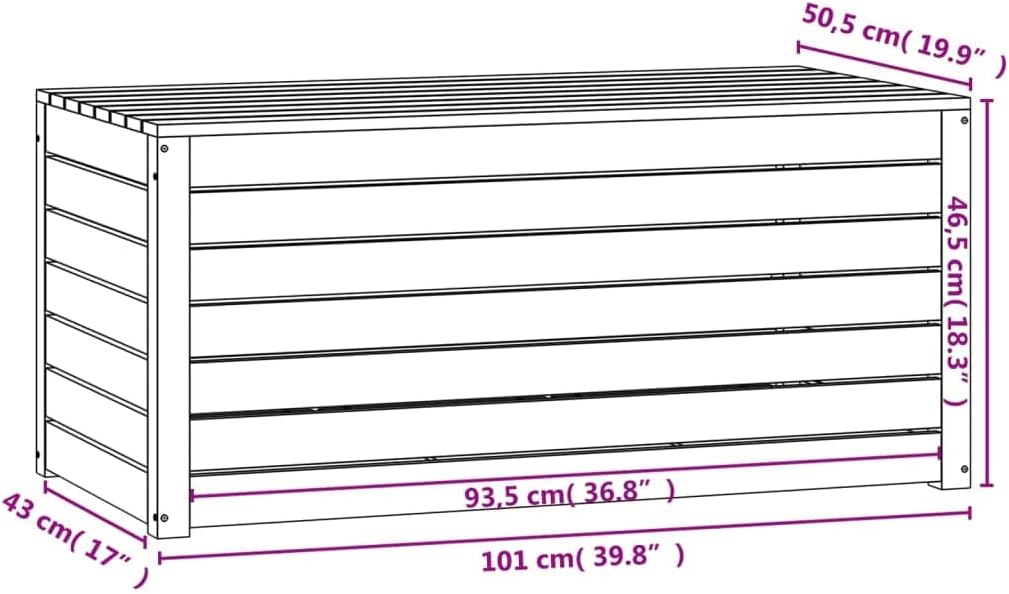 vidaXL Gartenbox Grau 101x50,5x46,5 cm Massivholz Kiefer 101 x 50.5 x 46.5 cm Grau, 101 x 50.5 x 46.